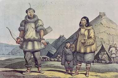 Peuple tchouktche et leurs maisons, de 
